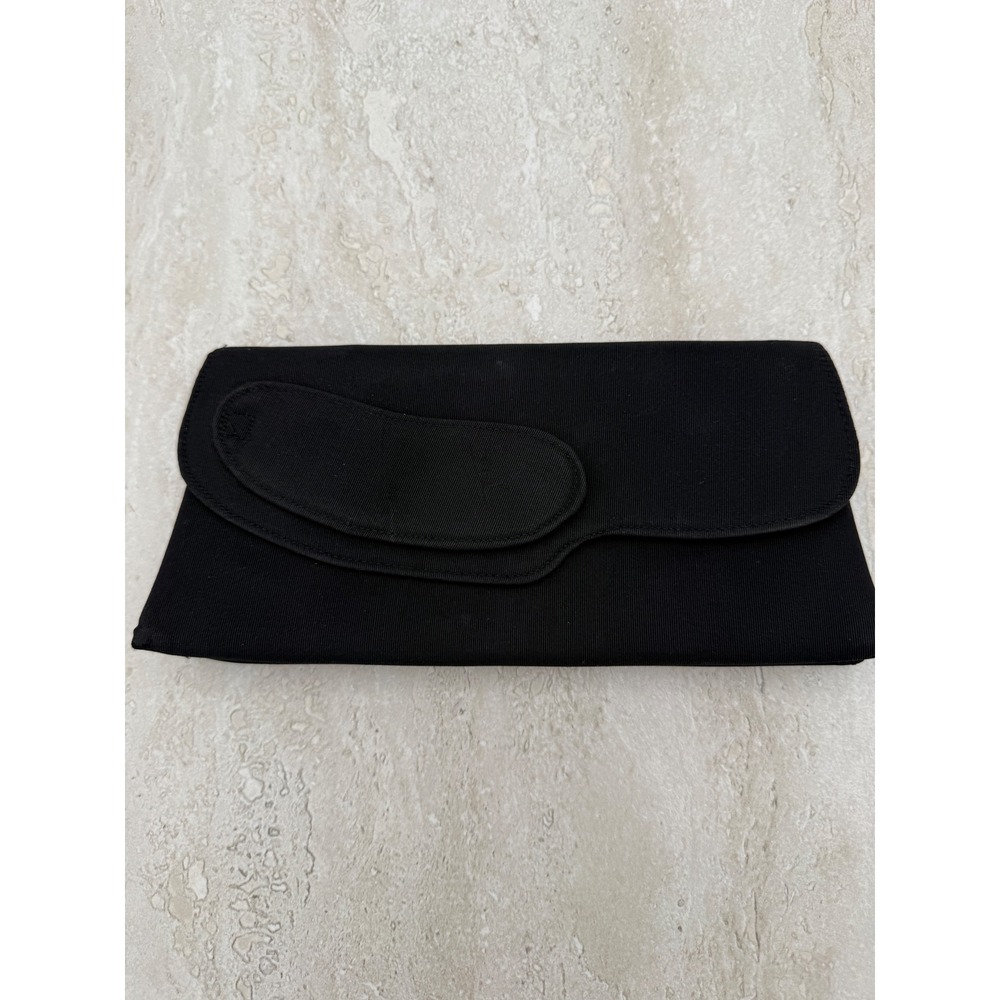 Vintage Black Grosgrain Evening Clutch Bag Asymmetrical Snap Closure